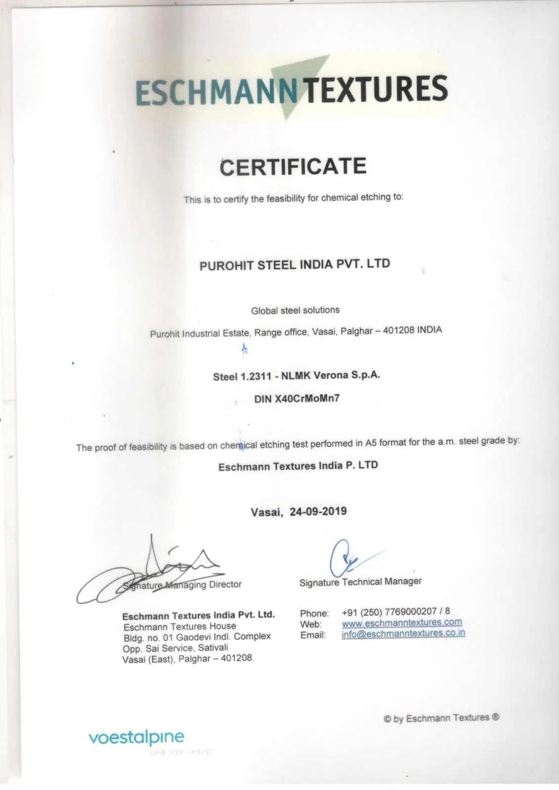 ISO Certificate